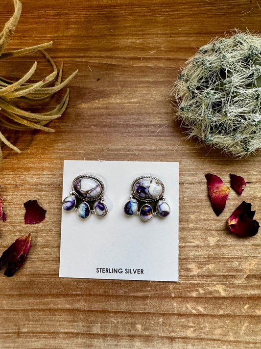 Stud Earrings With Violet Rose