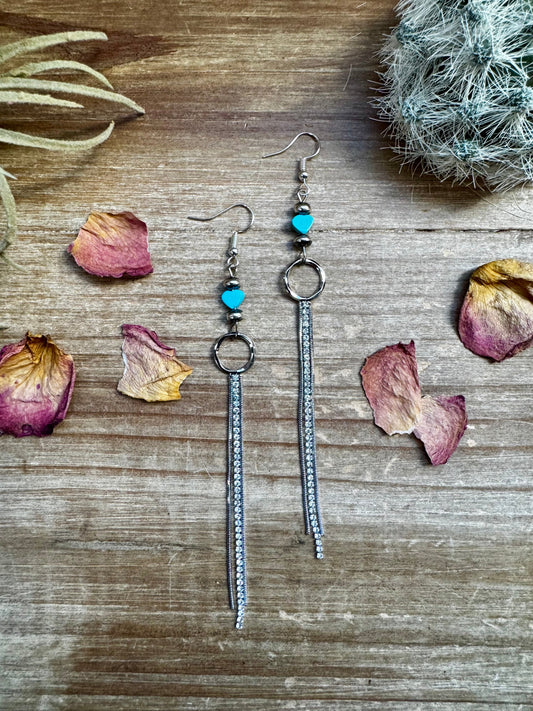 Valentine earrings - Turquoise heart and chic dangle